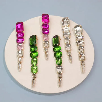 DAIIIBABYYY  -  Long Tassels Square Crystal Drop Earrings Personality Vintage Hyperbole Dangle Earrings For Women Banquet Jewelry